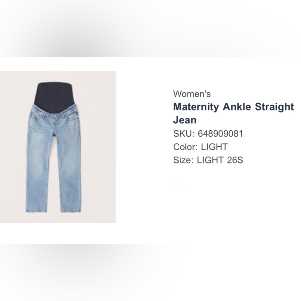 Maternity The Ankle Straight Jeans Abercrombie & Fitch